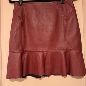 BCBGMaxAzria Leather Mini Skirt - Deep Red Size Small